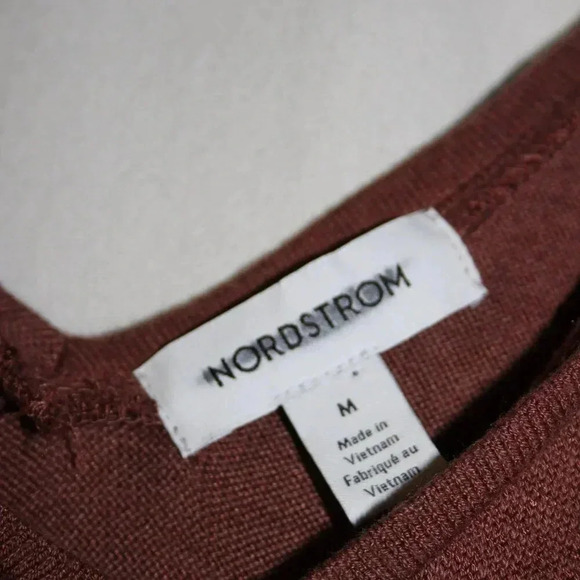 Nordstrom Medium Brown Knit V-Neck Dress Modest NWOT - Picture 5 of 15